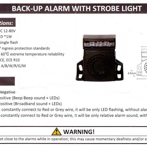 image of Reverse alarm 10-80v with high power LED beacon